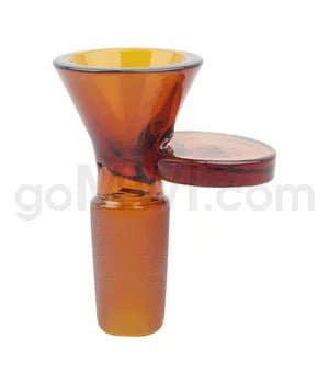 GOG 14mm Glass Bowl w/ Handle and Male Joint - Solid Amber - TPCSUPPLYCO