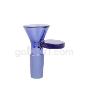 GOG 14mm Glass Bowl w/ Handle and Male Joint - Solid Blue - TPCSUPPLYCO