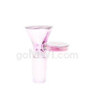 GOG 14mm Glass Bowl w/ Handle and Male Joint - Solid Pink - TPCSUPPLYCO