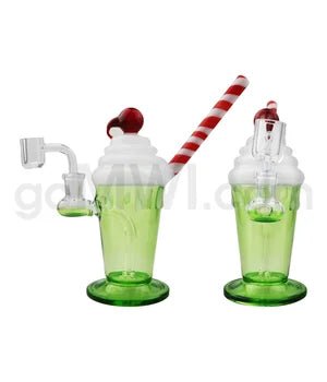 GOG 6" (4mm) Rig Swirl Design w/ Quartz Banger - Green - TPCSUPPLYCO