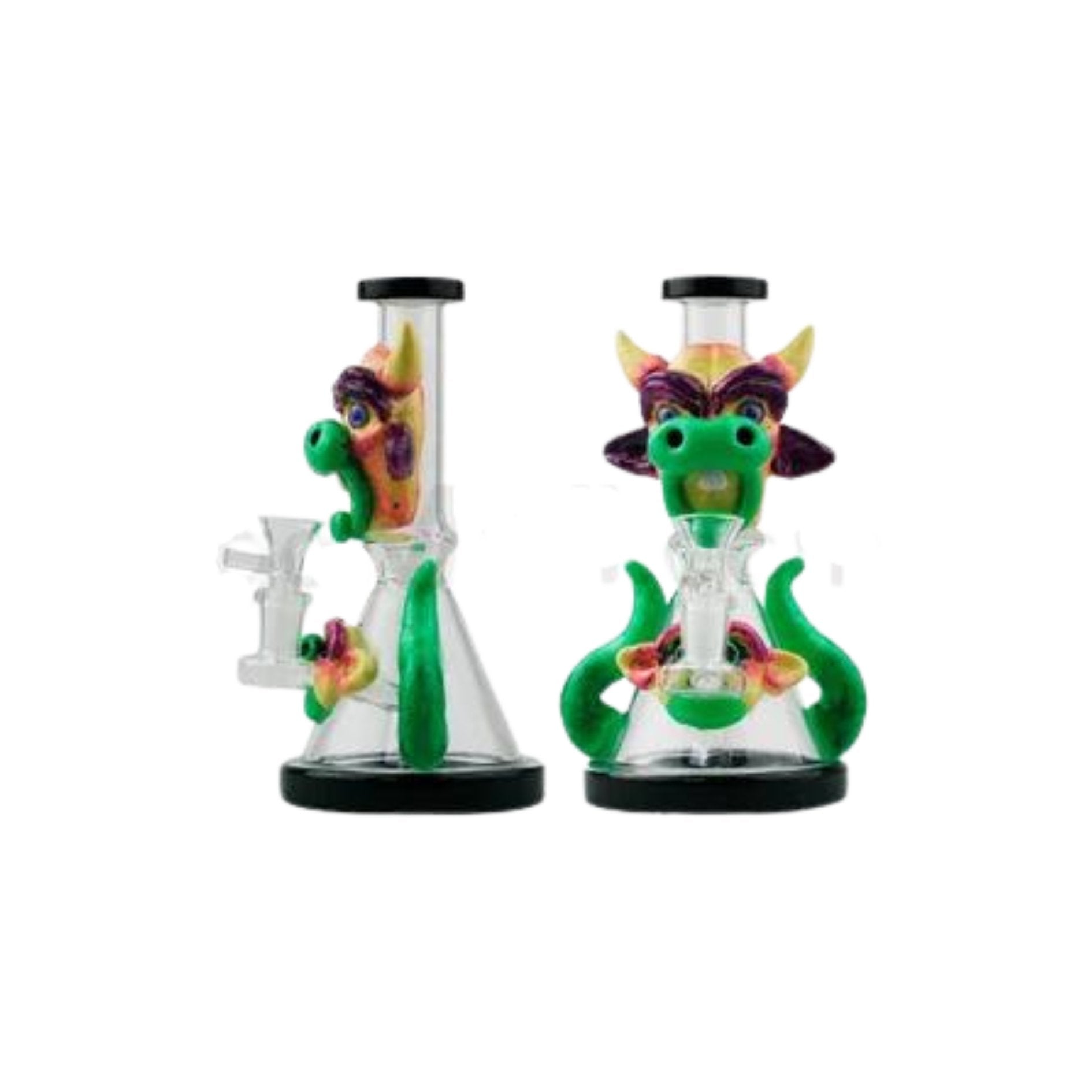 GOG 8'' 5.5mm Glass Waterpipe w/ 3D Resin - Bull Assorted - TPCSUPPLYCO