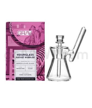 GRAV 4.5" Hourglass Pocket Bubbler Waterpipe - Clear - TPCSUPPLYCO