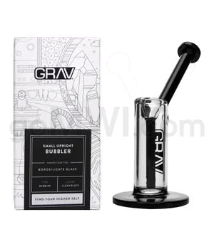 GRAV 7.5" Small Upright Bubbler Waterpipe - Black - TPCSUPPLYCO