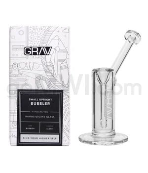 GRAV 7.5" Small Upright Bubbler Waterpipe - Clear - TPCSUPPLYCO