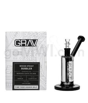 GRAV 9" Medium Upright Bubbler Waterpipe - Black - TPCSUPPLYCO