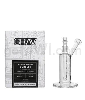 GRAV 9" Medium Upright Bubbler Waterpipe - Clear - TPCSUPPLYCO