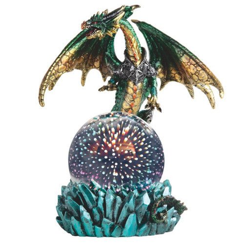 Green Protective Dragon with Magical Glowing Orb Dragon LED AA Batteries 10" H… - TPCSUPPLYCO