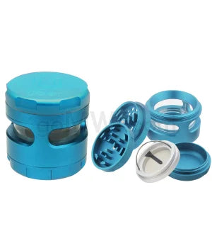 Uber 4.0 Grinder 4pc 2.5" 63mm CNC w/ Window - Aqua