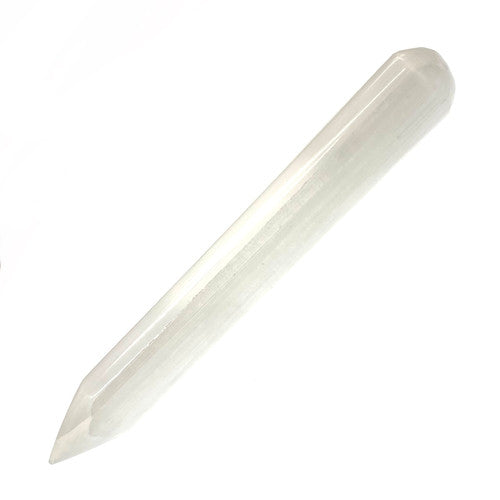 Selenite Energy Want With Point and Round End Sticks 6" +- Hand Made Morocco