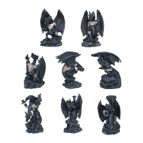 Dragon Set of Eight, Black 3"H GS71245