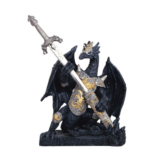 Dragon With Sword, Black 6 1/2"H GS71254
