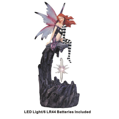 Fairy With Red Hair & LED Crystal, 10" GS91260