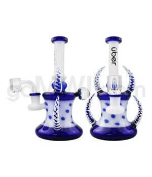 Uber 7.5" (4mm) Horned Rig w/ Quartz Banger - Blue