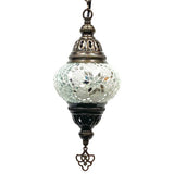 Turkish Mosaic Lantern Hanging Single Chain - 5"x23.5" - B2S - White