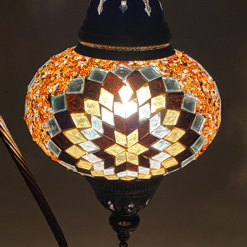 Turkish Mosaic Camel Neck Lamp - 9"x16.25" - DB3 - Amber