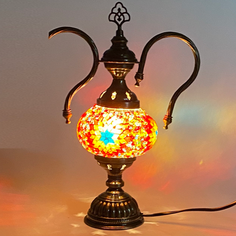 Turkish Mosaic Genie Bottle Table Lamp B2 14"x10"x6" Rainbow - GENIB2