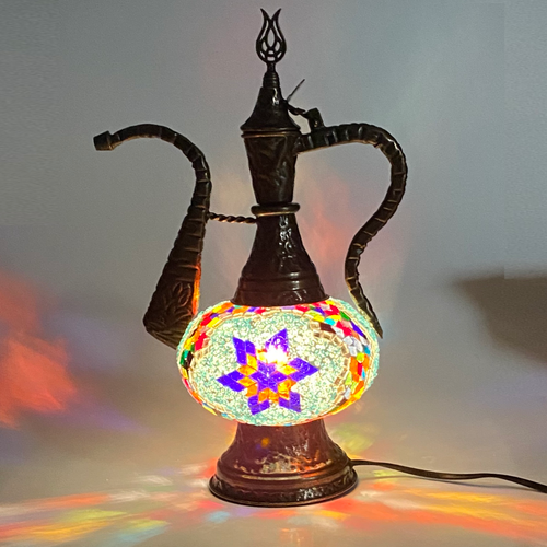 Turkish Mosaic Genie Bottle Table Lamp B1 14"x10"x6" Rainbow - GENIB3