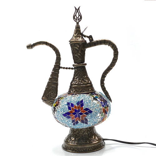 Turkish Mosaic Genie Bottle Table Lamp B1 14"x10"x6" Rainbow - GENIB3