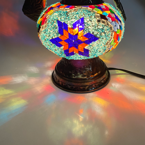 Turkish Mosaic Genie Bottle Table Lamp B1 14"x10"x6" Rainbow - GENIB3