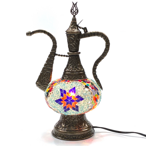 Turkish Mosaic Genie Bottle Table Lamp B1 14"x10"x6" Rainbow - GENIB3