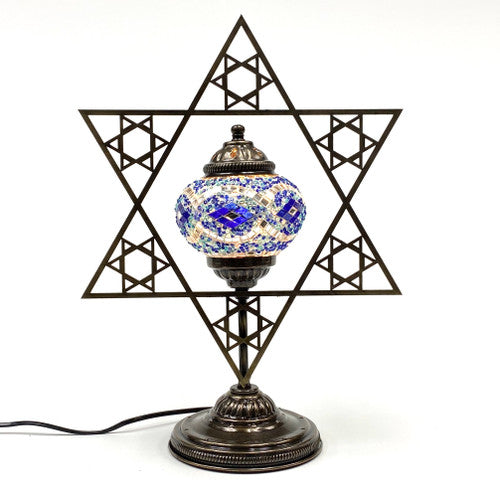 Star of David Mosaic Turkish Ironwork Lamp