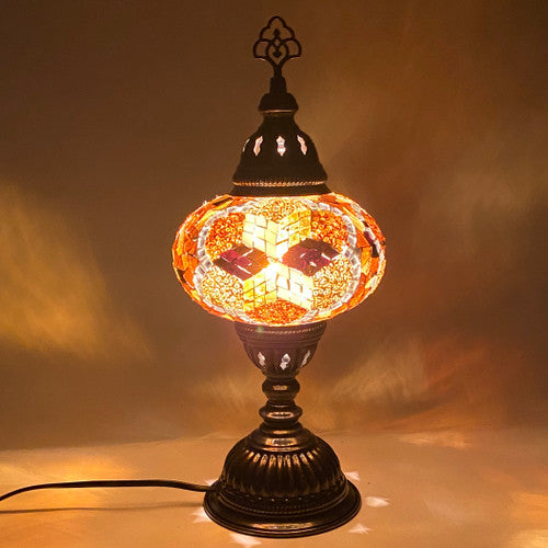 Turkish Mosaic Table Lamp - 6"x14.5" - MB3 - Amber