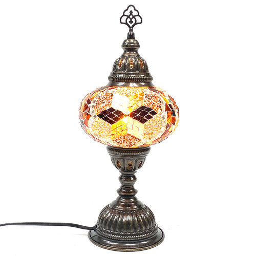 Turkish Mosaic Table Lamp - 6"x14.5" - MB3 - Amber