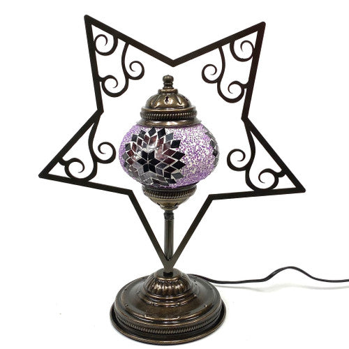 Five Pointed Star Plasma Cut Mosaic Table Lamp STAR5-MB2