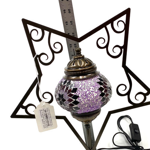 Five Pointed Star Plasma Cut Mosaic Table Lamp STAR5-MB2