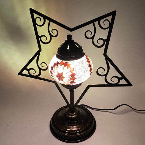 Five Pointed Star Plasma Cut Mosaic Table Lamp STAR5-MB2