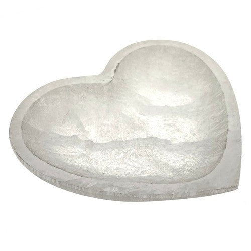 Heart Selenite Dish Bowl 5" + - Hand Made Morocco - TPCSUPPLYCO