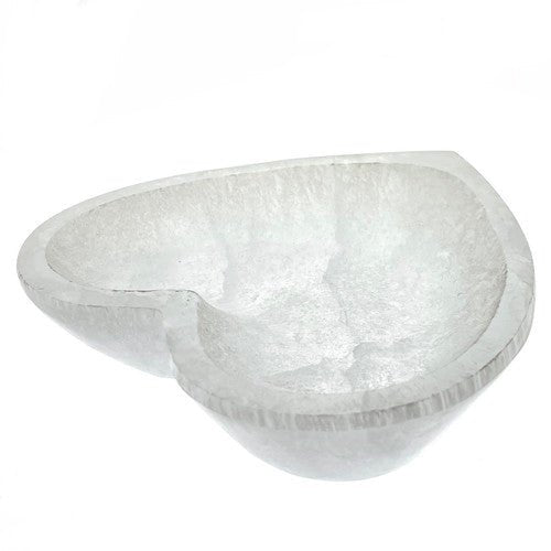 Heart Selenite Dish Bowl 5" + - Hand Made Morocco - TPCSUPPLYCO