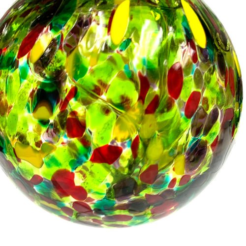 Heavy Worked Green, Yellow and Red Oil Slick Handblown Glass Witching Ball 5"+ - TPCSUPPLYCO