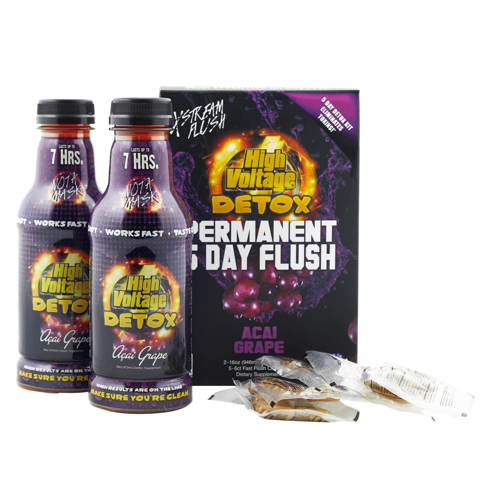 High Voltage Permanent 5-Day Detox 32oz w/ 30Caps-Acai Grape