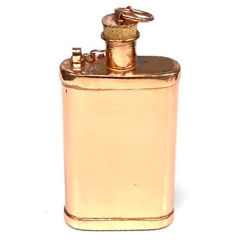 Historical Replication Copper Flask with Cork Top and Copper Chain Handmade 12 oz - +. - TPCSUPPLYCO