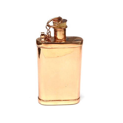 Historical Replication Copper Flask with Cork Top and Copper Chain Handmade 12 oz - +. - TPCSUPPLYCO