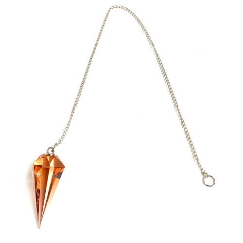 Hopeful Pink Cut Crystal Pendulum on Silver Chain .75" x 1.86" x 13" Long - TPCSUPPLYCO