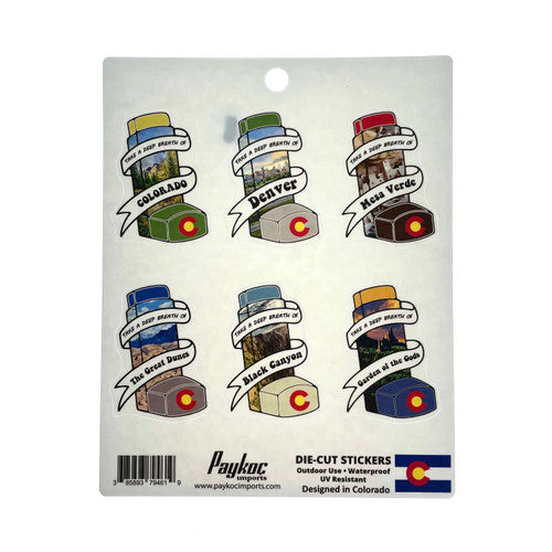 Colorado Inhaler Sticker Sheet with 6 Stickers Per Pack