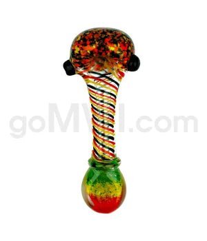 I/O 4" Latticino Spoon w/Rasta Frit Mouth Piece - Asst. - TPCSUPPLYCO