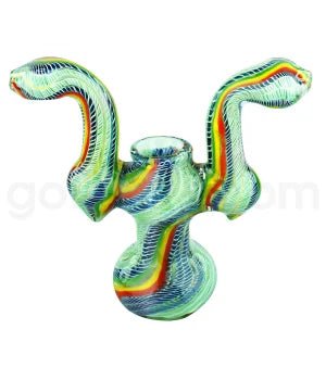 I/O 6.5 - 7" Double Mouth Bubbler asst background/ rasta - TPCSUPPLYCO