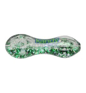 Kandy Glass 5" Glycerin Glitter Hand Pipe - Black Purple - TPCSUPPLYCO