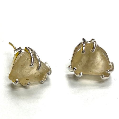 Libyan Desert Glass Earring Studs on 925 Sterling Silver - TPCSUPPLYCO