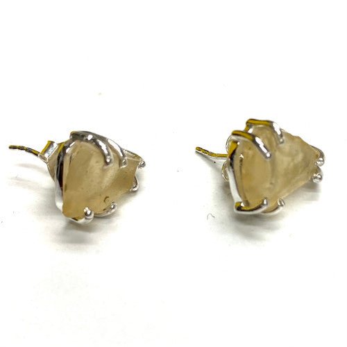 Libyan Desert Glass Earring Studs on 925 Sterling Silver - TPCSUPPLYCO