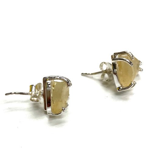 Libyan Desert Glass Earring Studs on 925 Sterling Silver - TPCSUPPLYCO