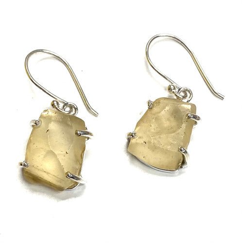 Libyan Desert Glass Hook Earrings on 925 Sterling Silver - TPCSUPPLYCO