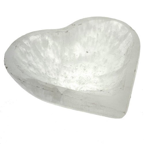 Little Heart Selenite Dish Bowl 3" + - Hand Made Morocco - TPCSUPPLYCO