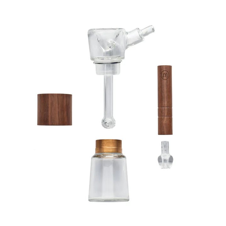 Marley Natural 4.5″ Glass & Walnut Wood Bubbler - TPCSUPPLYCO