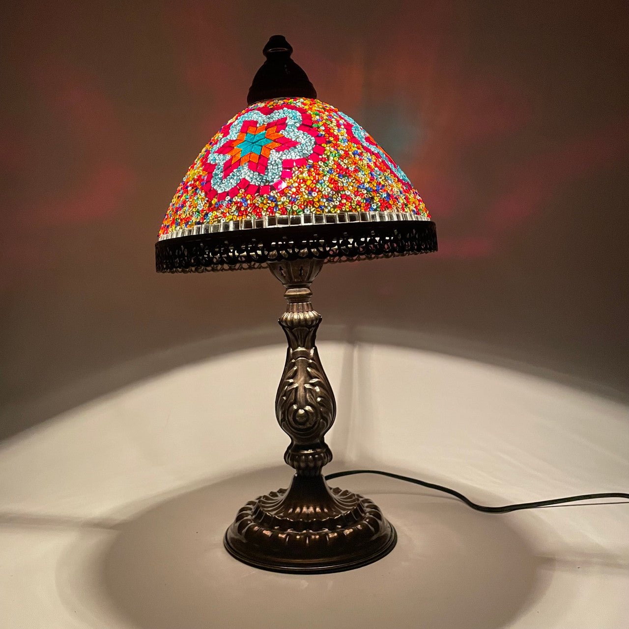 Medium Tiffany Style Turkish Mosaic Lamp 18" 9.75" 1 Count Assorted Colors - TPCSUPPLYCO