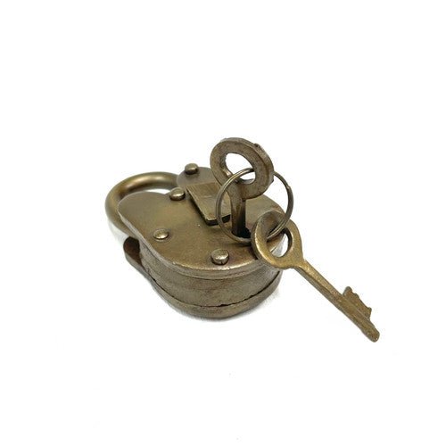 Old Metal Lock and Keys 1.5"x 2.5" - Working Antique Replica - TPCSUPPLYCO