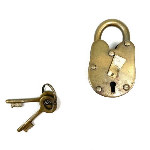 Old Metal Lock and Keys 1.5"x 2.5" - Working Antique Replica - TPCSUPPLYCO